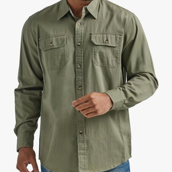 Wrangler Military Green premium quality Long sleeve Shirt size XXL - Picture 2 of 14